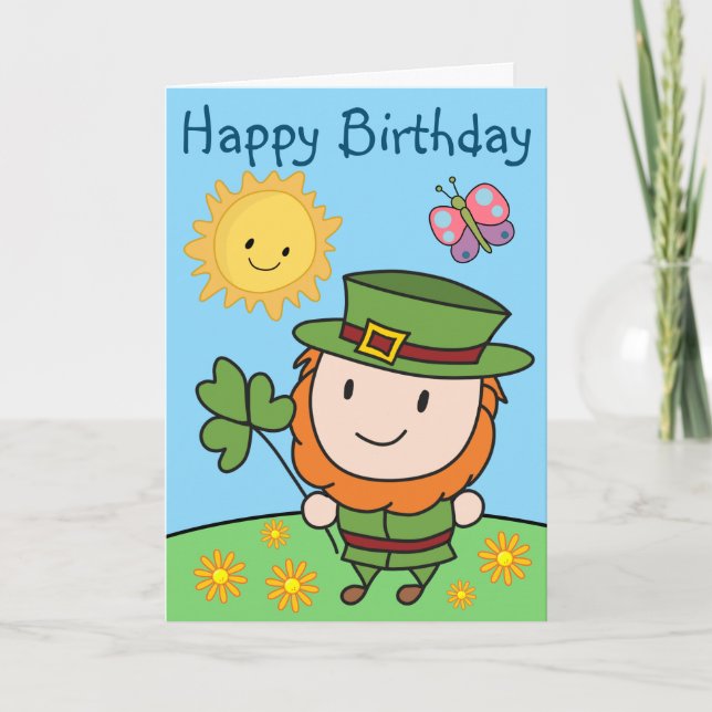 Birthday Leprechaun Card (Front)