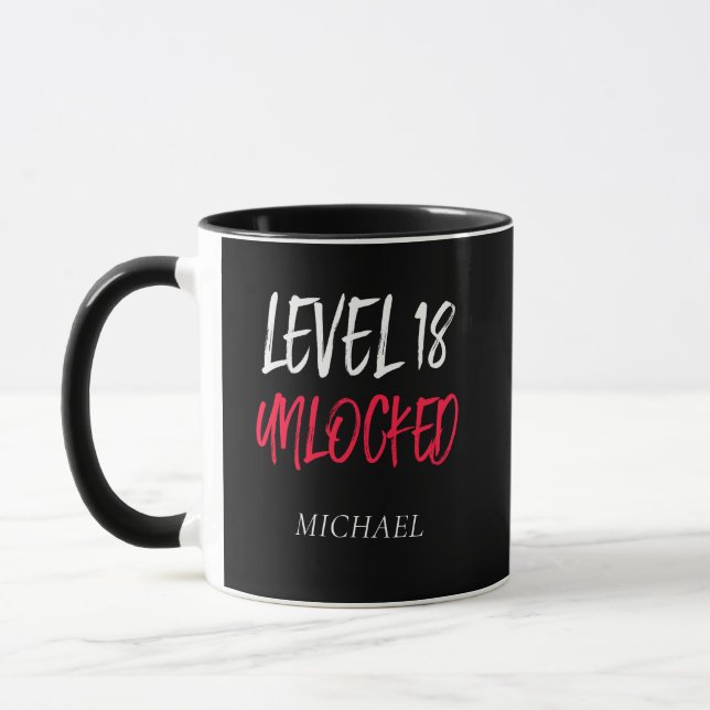 Birthday Level 18 Unlocked Black Combo Mug (Left)