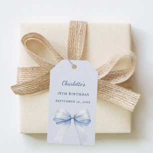 Birthday light blue bow DIY write by hand Gift Tags