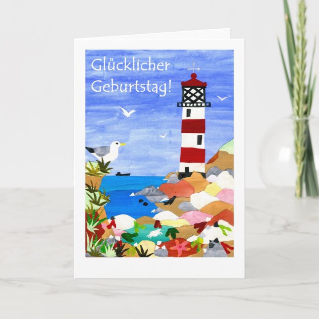 Birthday Lighthouse Card - German Greeting (Front)