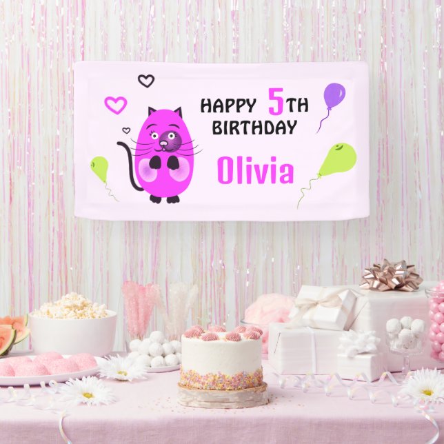 Birthday lilac cat banner (Party)