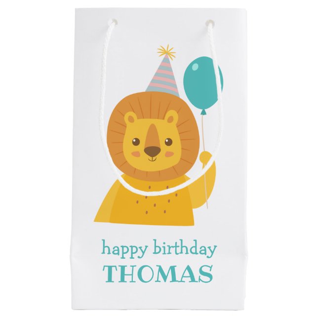 Birthday Lion Personalised Gift Bag (Front)