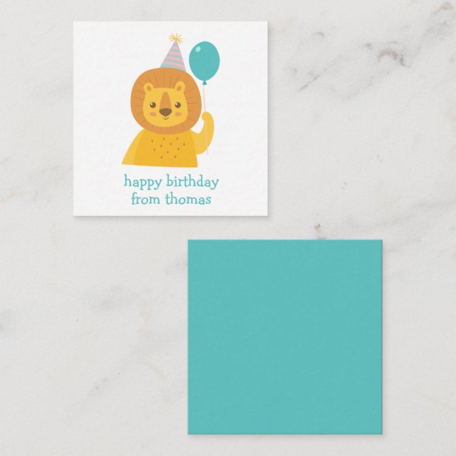 Birthday Lion Personalised Gift Enclosure Cards (Front/Back)