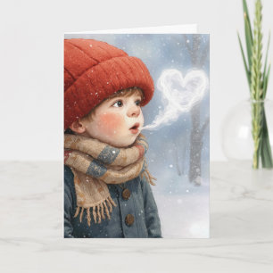Birthday Little Boy Exhaling a Frosty Heart  Card