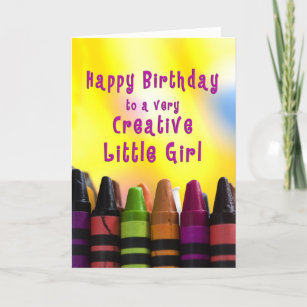 Birthday Little Girl Creative Crayons Card