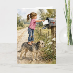 Birthday Little Girl Mailing a Letter Card