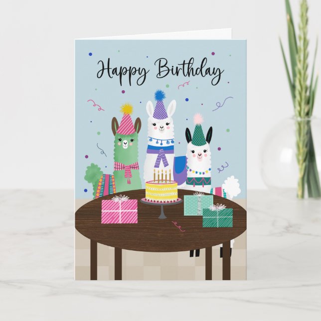 Birthday Llamas Party Card (Front)