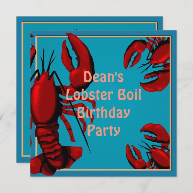 Birthday Lobster Boil Party Invitation (Front/Back)