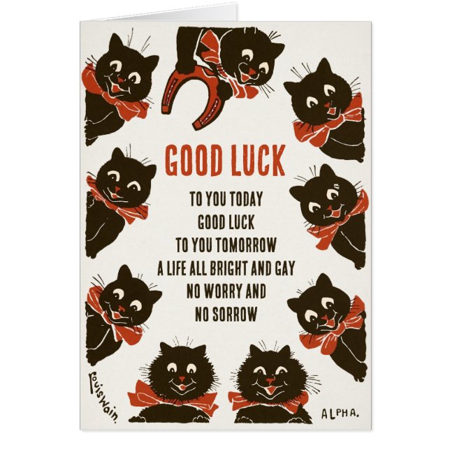 Birthday Louis Wain Good luck cats CC0166 Card (Front)