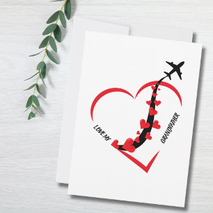 Birthday Love My Grandfather Aeroplane Heart Custo Holiday Card
