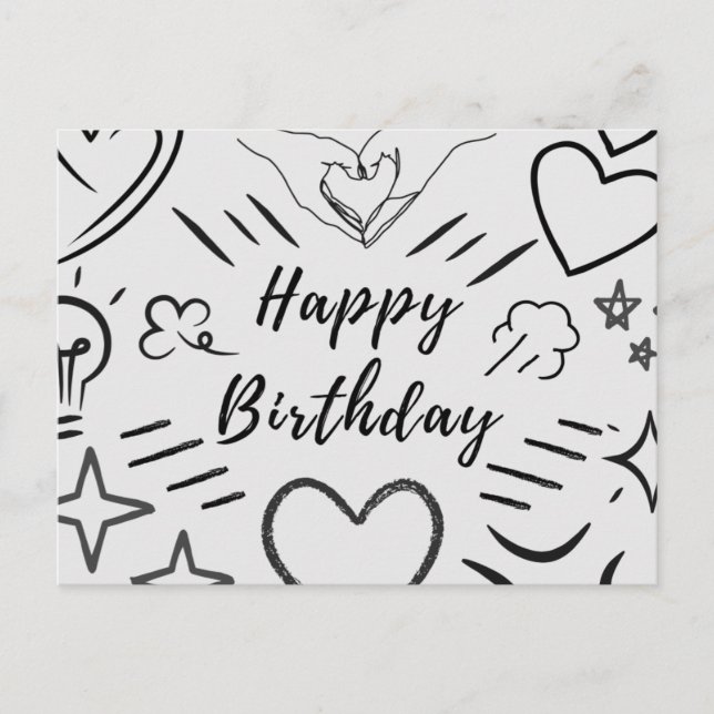 Birthday Love Sketch Postcard (Front)