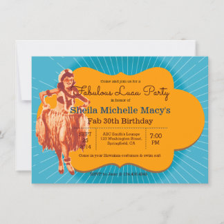 Birthday Luau Party Retro Style Pinup Invitation