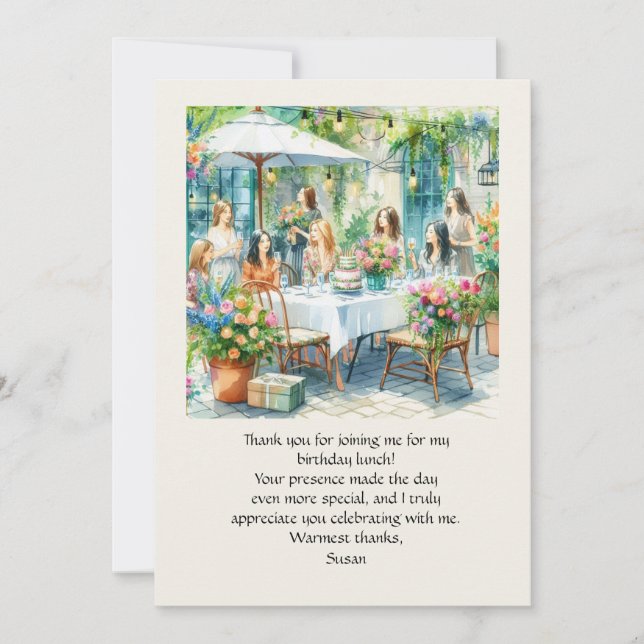 Birthday Lunch Flat Thank You Card (Front)