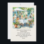 Birthday Lunch Flat Thank You Card<br><div class="desc">Personalise this digital watercolor thank you card or edit the greeting to make it your own. This flat card features a lovely ladies lunch at a French cafe image. This card has a matching invitation vies it at Happy Birthday invitations by Susang6) .   (AI watercolor image created by Susang6)</div>