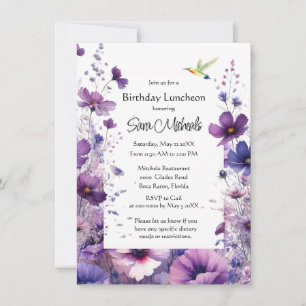 Birthday Luncheon Purple Hibiscus Flower Invitation