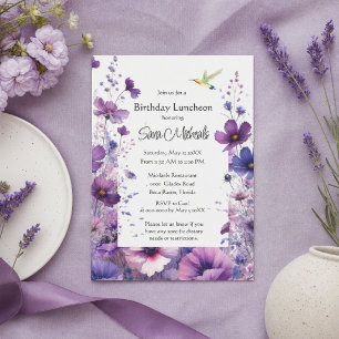 Birthday Luncheon Purple Hibiscus Flower Invitation