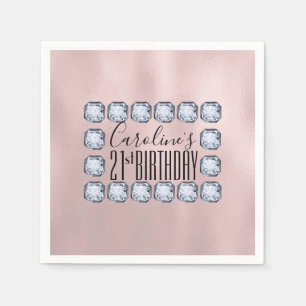 Birthday Luxury Rose gold Glass Texture Napkin