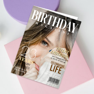 Birthday Magazine Cover Photo Card