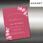 Birthday magenta white eucalyptus luxury magnetic invitation<br><div class="desc">A magenta background,  decorated with eucalyptus stems,  sprigs.  Personalise and add a name,  age and party details.</div>
