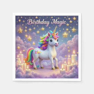 Birthday Magic poster Whimsical unicorn kids party Napkin