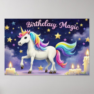 Birthday Magic poster Whimsical unicorn party art