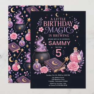 Birthday Magic Witch Birthday Party Invitation