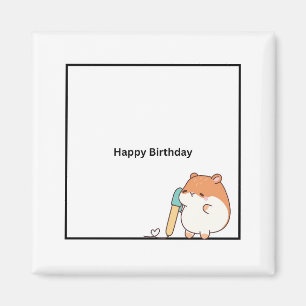 Birthday magnet, cute hamster birthday magnet