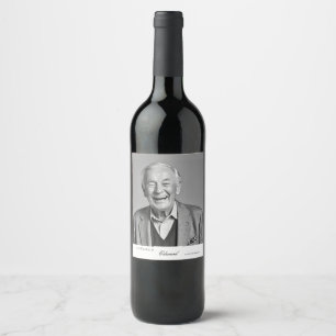 Birthday Male Stylish Photo Black White Memento Wine Label