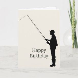 Birthday Man Fishing Fisherman with Rod Reel Fun Card