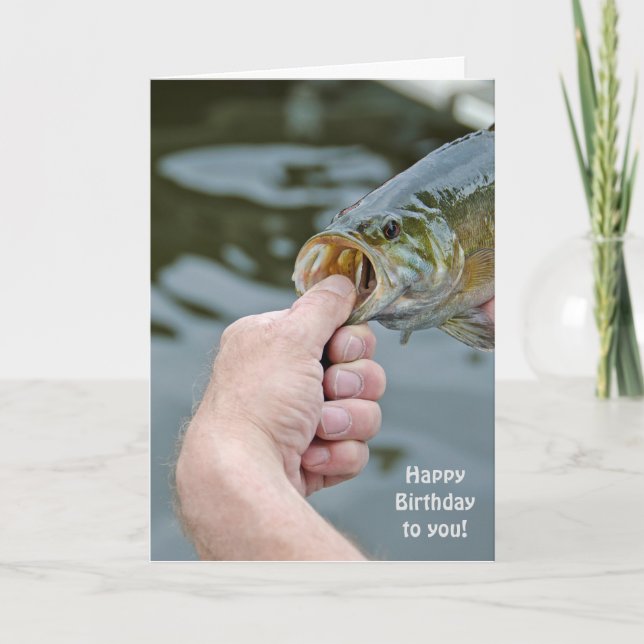 birthday-man holding largemouth bass card (Front)