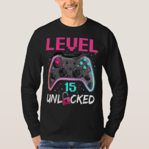 Birthday Man Level 15 Unlocked 15 Years Old Gamer T-Shirt