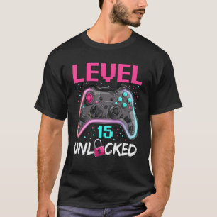Birthday Man Level 15 Unlocked 15 Years Old Gamer T-Shirt