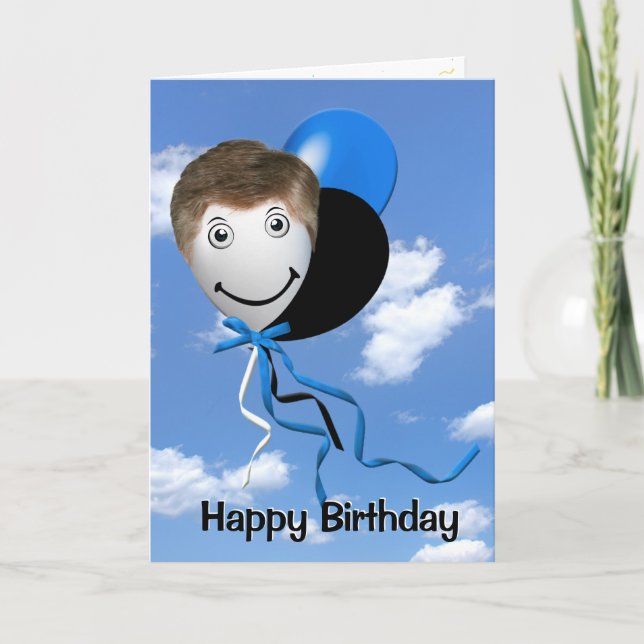Birthday Man on Party Balloon  Card (Front)