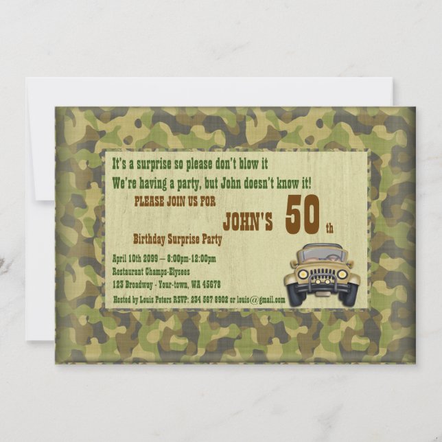 Birthday Man,Party Man,Hunter,any age,deer Invitation (Front)