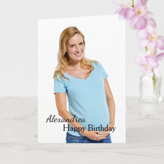 Birthday Maternity Pregnancy Expecting Mom Photo Card (Orchid)