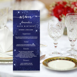 Birthday Menu blue glitter photo fun facts