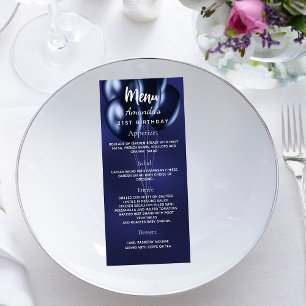 Birthday menu navy blue balloons