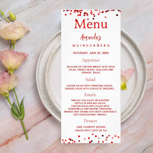 Birthday Menu red white photo fun facts