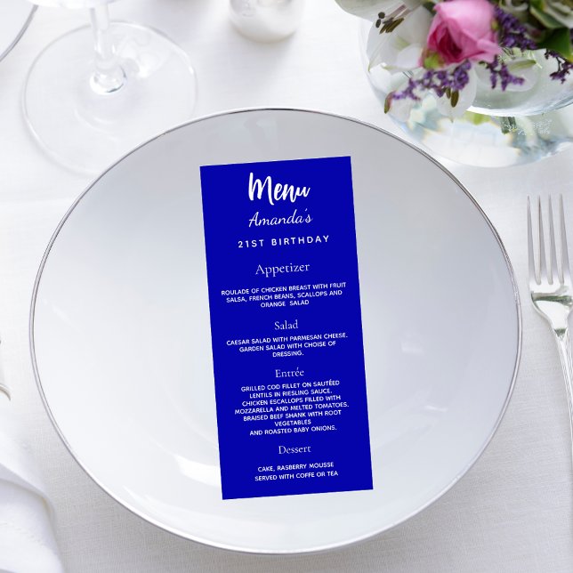 Birthday menu royal blue white (Creator Uploaded)