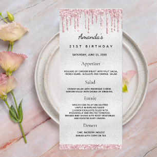 Birthday Menu silver blush pink photo fun facts