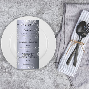 Birthday Menu silver metal monogram name