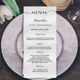 Birthday Menu silver metal monogram name