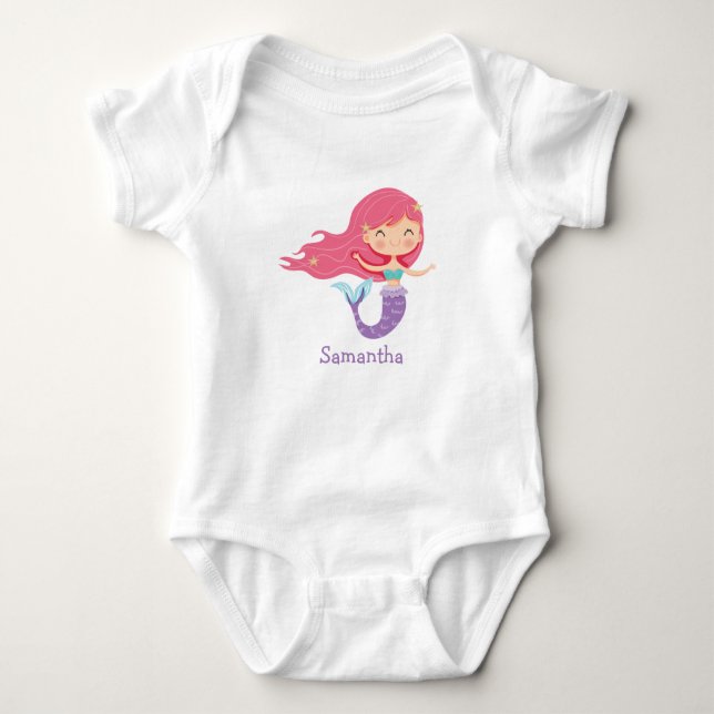 Birthday Mermaid Party Baby Bodysuit (Front)
