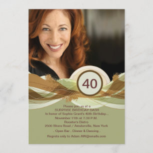 Birthday Milestone Green Photo Invitation