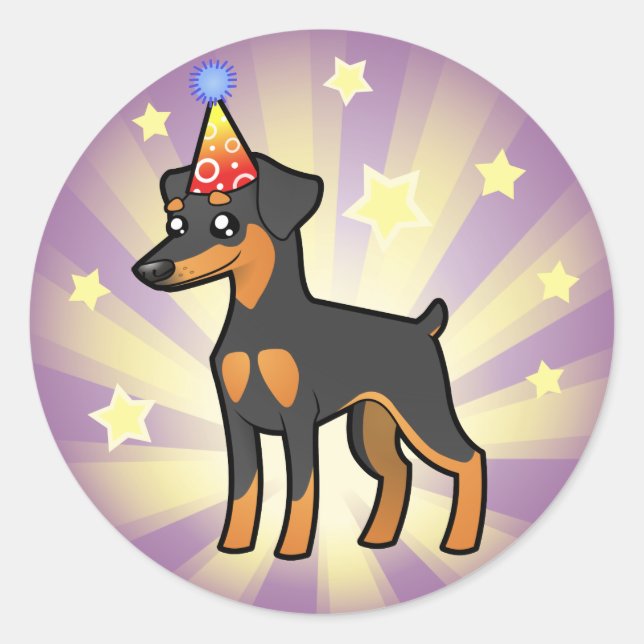 Birthday Miniature Pinscher / Manchester Terrier Classic Round Sticker (Front)