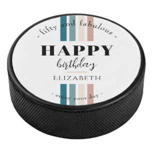 Birthday Minimalist design in pastel colours Hockey Puck