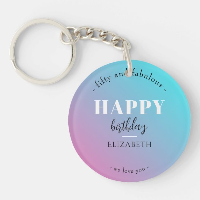 Birthday Minimalist design in pastel colours Key Ring (Front)