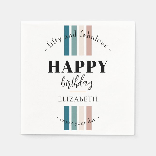 Birthday Minimalist design in pastel colours Napkin (Front)