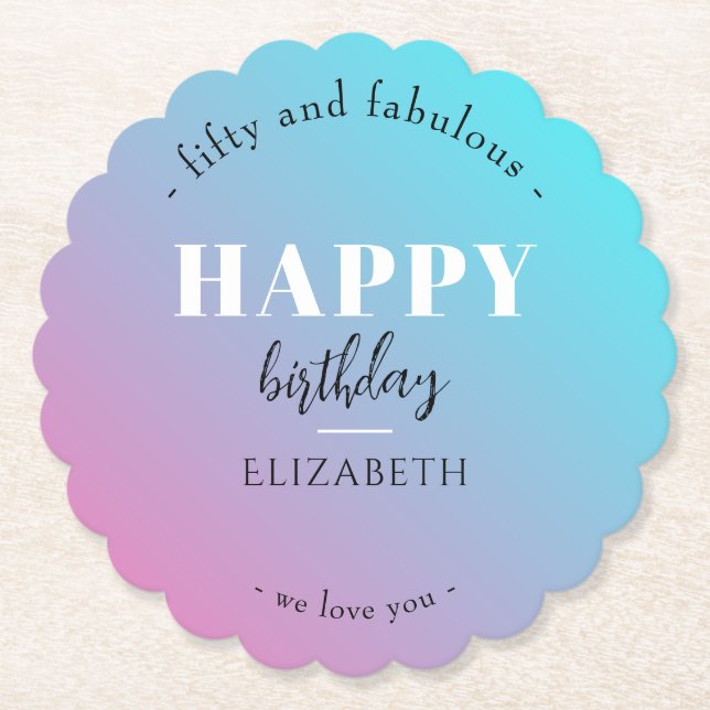 Birthday Minimalist design in pastel colours Paper Coaster (Front)