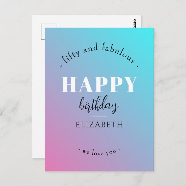 Birthday Minimalist design in pastel colours Postcard (Front/Back)